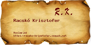 Racskó Krisztofer névjegykártya